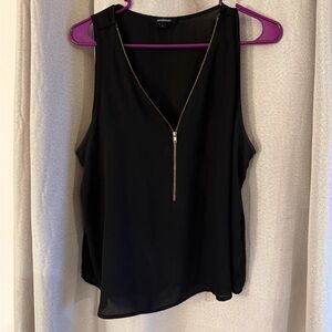 Ambiance Black Zipper Blouse